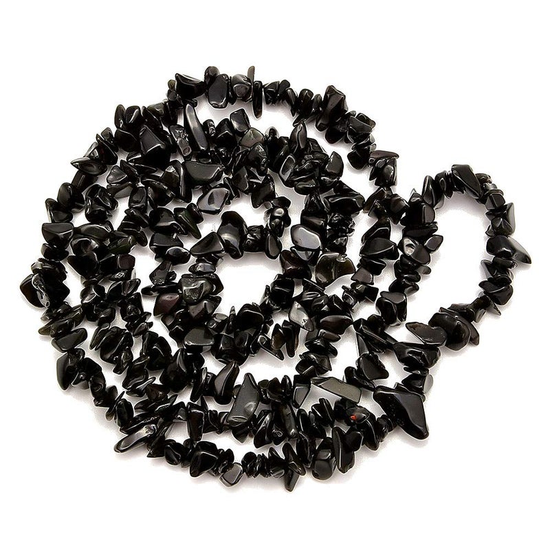 PLTbeads 5-8mm Natral Healing Gemstone Waist Bracelets Necklace Kit Irregular Stone DIY Crafts Design Jewelry Making 1 Strand per Bag Approxi 34 inch (Black Obsidian Chips) - Image 3
